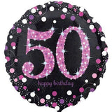Load image into Gallery viewer, Holographic Pink Celebration 50th Foil Balloon - 45cm - The Base Warehouse

