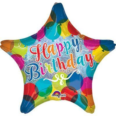 Happy Birthday Star Sparkle Foil Balloon - 45cm - The Base Warehouse