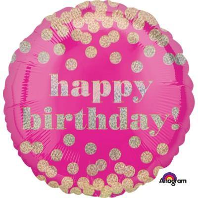 Holographic Happy Birthday Dotty Foil Balloon - 45cm