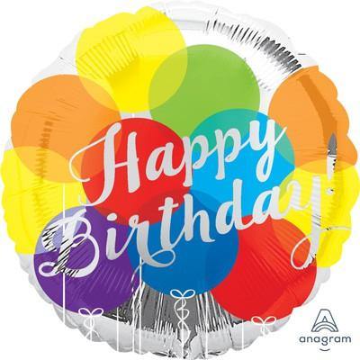 Happy Birthday Colourful Foil Balloons - 45cm