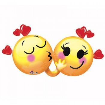 Kissing Emojis In Love Foil Balloon - 91cm x 53cm - The Base Warehouse