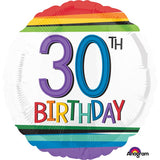 Load image into Gallery viewer, Rainbow 30th Birthday Foil Balloon - 45cm
