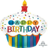 Load image into Gallery viewer, Rainbow Birthday Cupcake Foil Balloon - 73cm x 91cm
