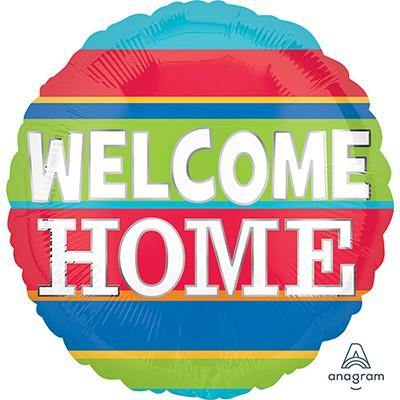 Welcome Home Colourful Stripe Foil Balloon - 45cm - The Base Warehouse