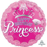Load image into Gallery viewer, Princess Crown and Gem Happy Birthday Foil Balloon - 45cm - The Base Warehouse
