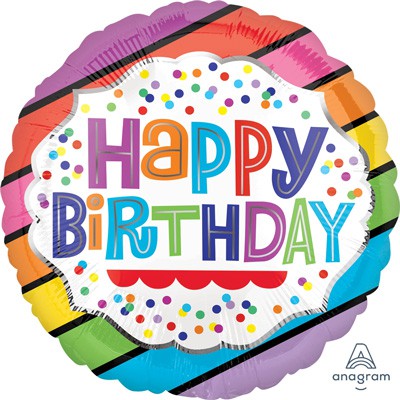 Happy Birthday Bright Rainbow Foil Balloon - 45cm