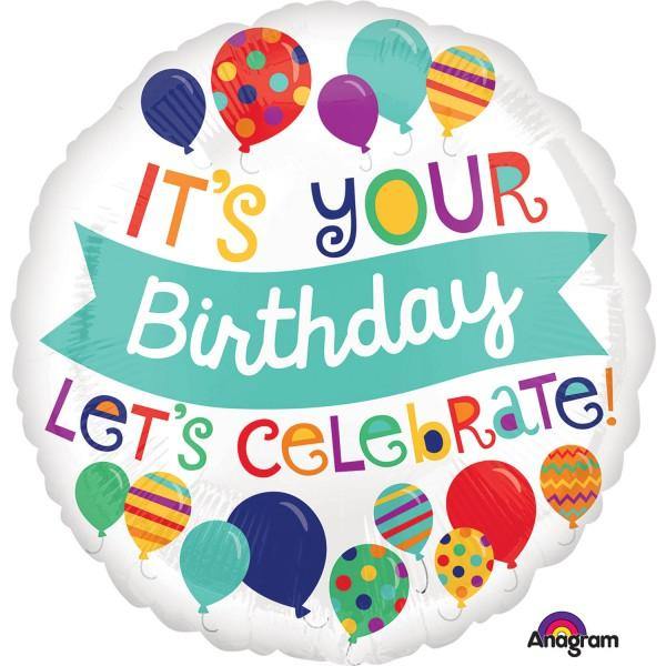 Its Your Birthday Lets Celebrate Foil Balloon - 45cm - The Base Warehouse