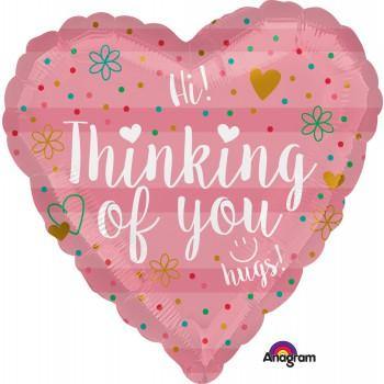 Thinking of You Coral Heart Foil Balloon - 45cm - The Base Warehouse