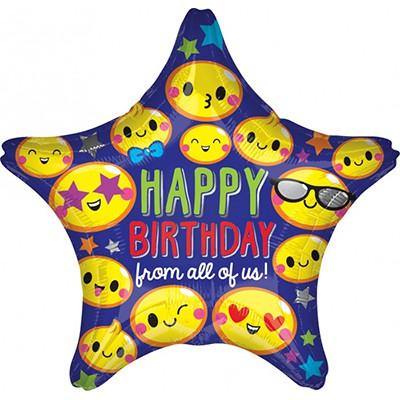 Emoji Happy Birthday Foil Balloon - 45cm