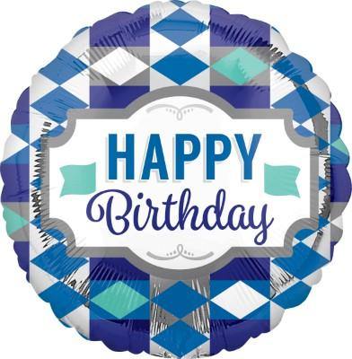 Happy Birthday Tie Pattern Foil Balloon - 45cm - The Base Warehouse