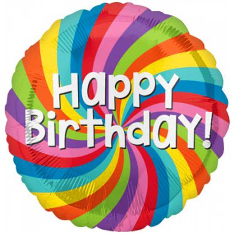 Happy Birthday Rainbow Wheel Foil Balloon - 45cm