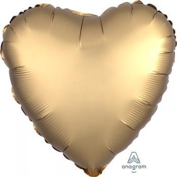 Satin Luxe Gold Sateen Heart Foil Balloon - 45cm - The Base Warehouse