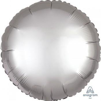 Silver Platinum Satin Round Foil Balloon - 45cm