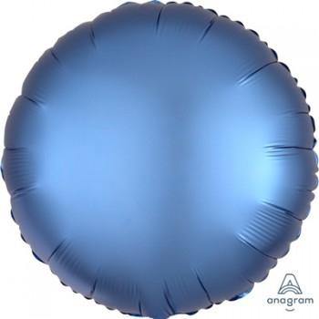 Azure Blue Satin Round Foil Balloon - 45cm - The Base Warehouse