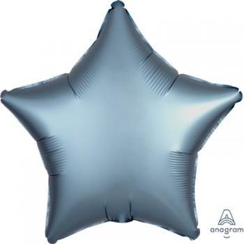 Steel Blue Satin Star Foil Balloon - 45cm