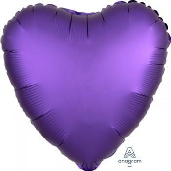 Purple Royale Satin Heart Foil Balloon - 45cm