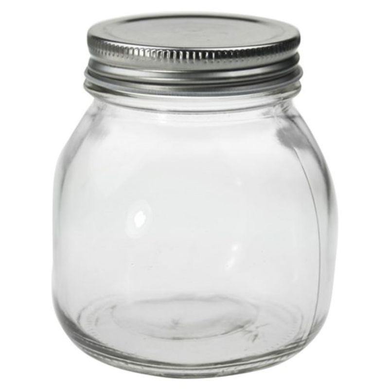 Glass Jar with Silver Lid - 9.5cm x 10.5cm