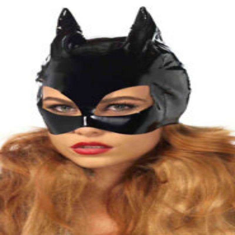 Black Vinyl Cat Woman Mask - The Base Warehouse