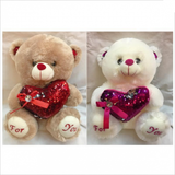 Load image into Gallery viewer, Valentines Plush Bear with Sequins Heart - 28cm
