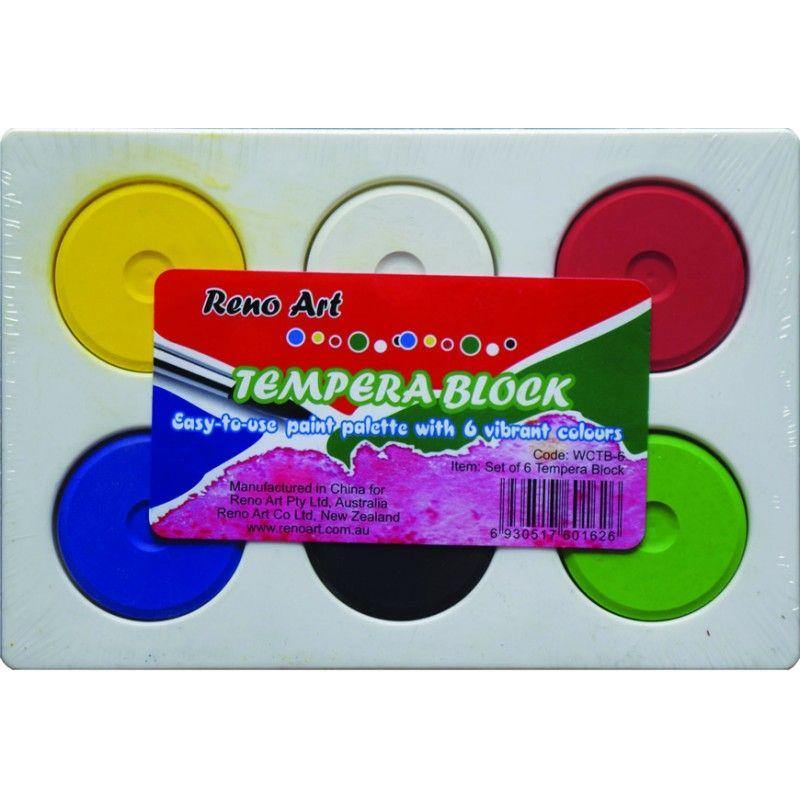 6 Water Colour Tempera Block Set - The Base Warehouse