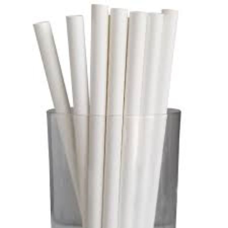 25 Pack White Paper Straws - 23cm