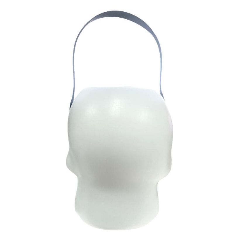 White Skull Bucket with Led Lights - 17cm x 14cm