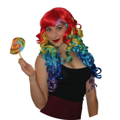 Womens Deluxe Rainbow Curly Wig - The Base Warehouse