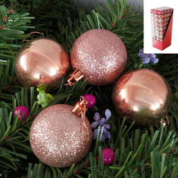 10 Pack Rose Gold Baubles - 5cm - The Base Warehouse