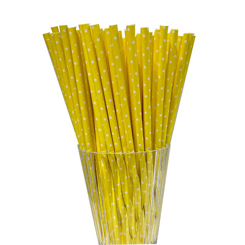 80 Pack Yellow Paper Straws - 0.6cm x 19.7cm